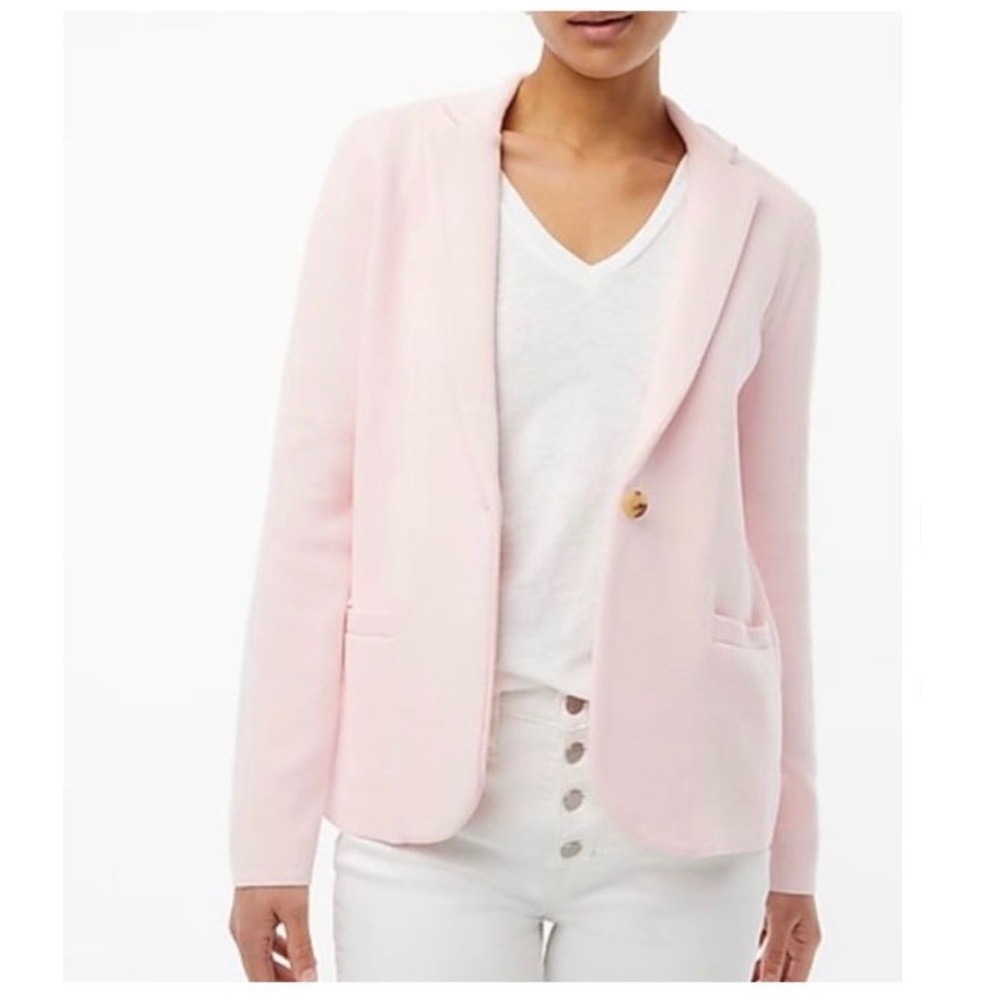 NWT J. Crew Schoolboy Single Breasted Sweater Blazer Knit Jacket Pink Medium - Picture 1 of 9
